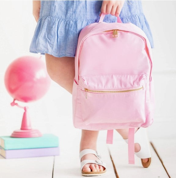 Solid Nylon Backpack: Pink