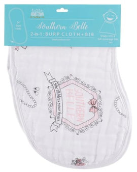 2-in-1 Burp Cloth + Bib: Southern Belle