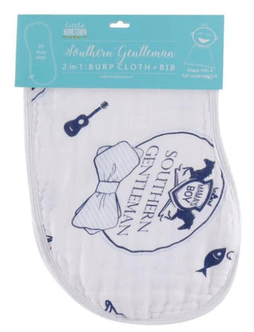 2-in-1 Burp Cloth + Bib: Southern Gent