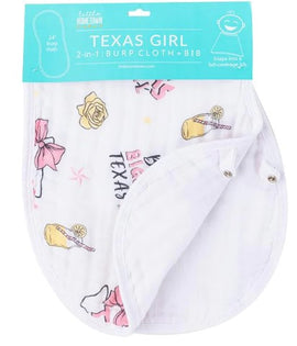 2-in-1 Burp Cloth + Bib: Texas Girl - 0