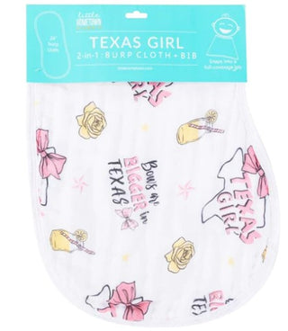 2-in-1 Burp Cloth + Bib: Texas Girl