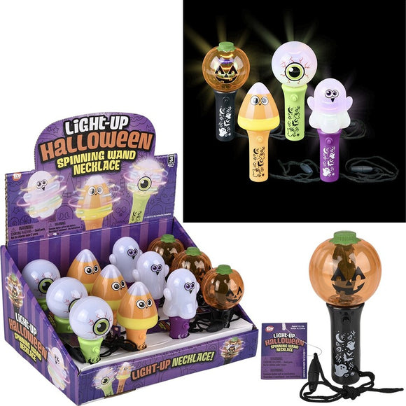 Halloween Mini Light up Spinning Wand Necklace 4.5"