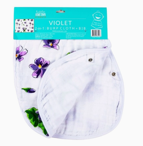 2-in-1 Burp Cloth + Bib: Violet