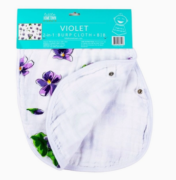 2-in-1 Burp Cloth + Bib: Violet - 0
