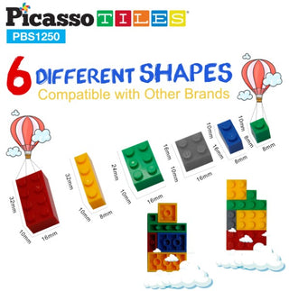Picasso Tiles Building Blocks: 1250 pc