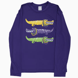 Mardi Gras Alligator Trio Long Sleeve Drifit (Unisex)