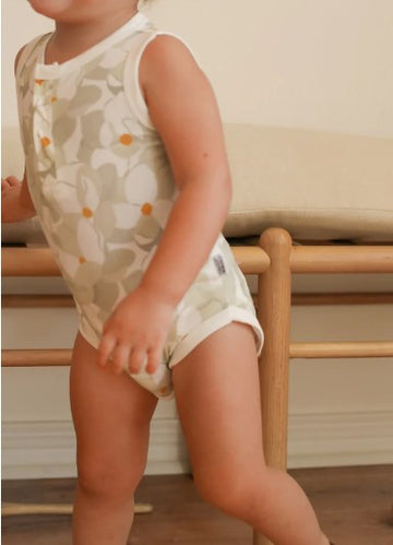 Magnolia Bamboo Henley Onesie: - 0