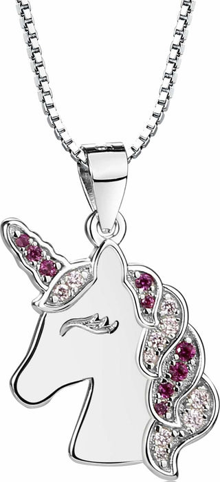 Sterling Silver Unicorn Necklace (BCN-Unicorn-Pink)