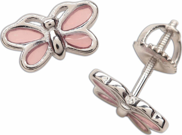 Sterling Silver Pink Butterfly Earrings (SSE-Butterfly Pink)