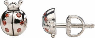 Sterling Silver Ladybug Earrings (SSE-Ladybug-Red)