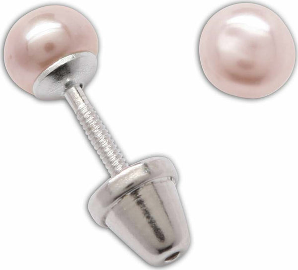 Sterling Silver Pink Pearl Earrings (SSE-Pearl-Pink)