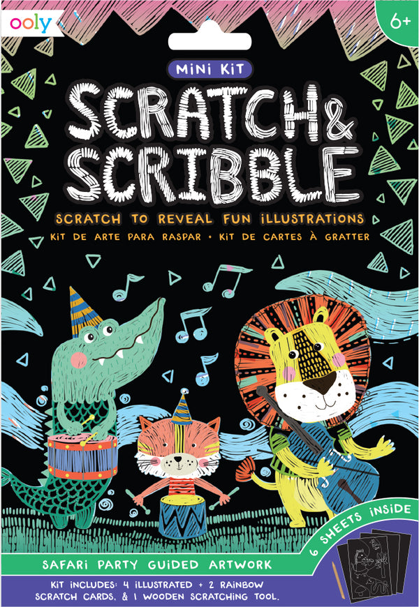 Safari Party Scratch And Scribble Mini Scratch Art Kit