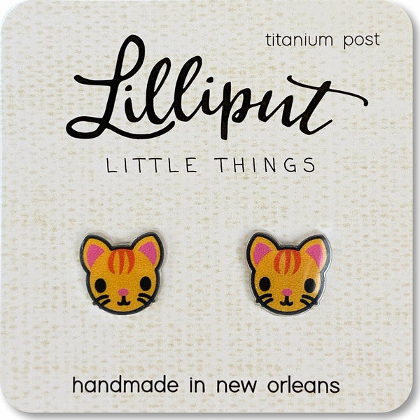 Cute Kitty Cat Earrings - orange tabby