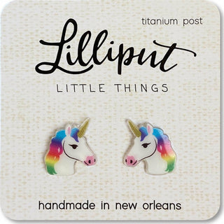 Rainbow Unicorn Earrings - white & rainbow