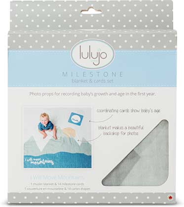 Lulujo "I Will Move Mountains" Baby's First Year Blanket & Cards Set