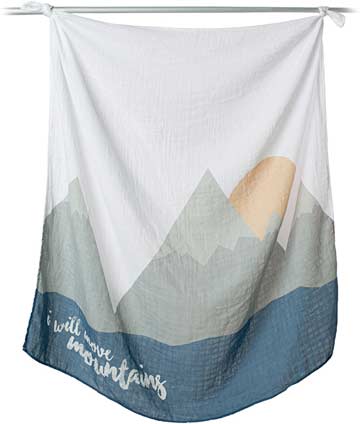 Lulujo "I Will Move Mountains" Baby's First Year Blanket & Cards Set