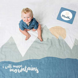 Lulujo "I Will Move Mountains" Baby's First Year Blanket & Cards Set
