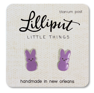 Marshmallow Bunny Earrings: Purple