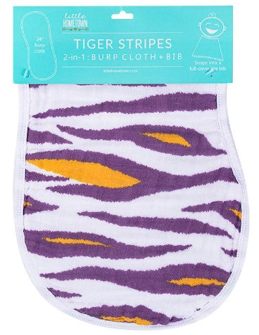 2-in-1 Burp Cloth + Bib: Tiger Stripes