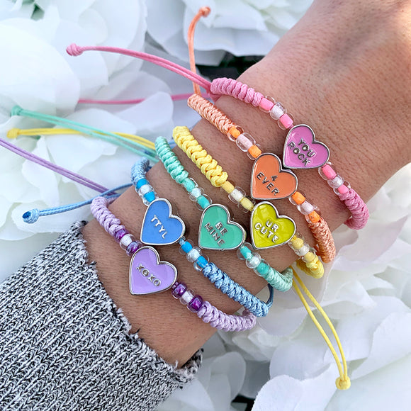 BE MINE coversation hearts bracelets