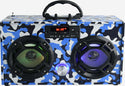 Bluetooth FM Radio W LED Speakers Blue Camo Boombox-