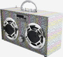 Bluetooth FM Radio W LED Speakers Leopard Glitter Boombox