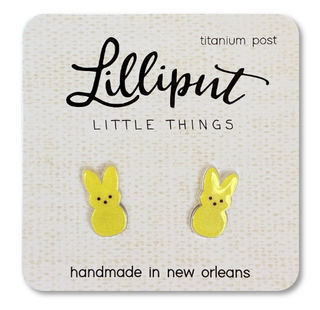 Marshmallow Bunny Earrings: Yellow