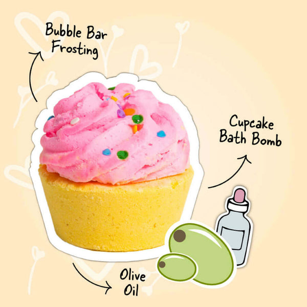 Birthday Cupcake Bath Bomb with Bubble Bar Frosting